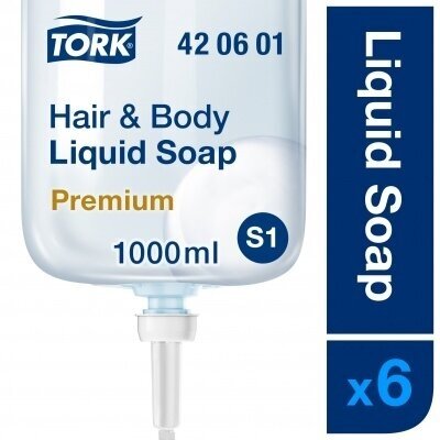 DUŠO ŽELĖ IR ŠAMPŪNAS TORK PREMIUM S1, 1000ML DUŠO ŽELĖ IR ŠAMPŪNAS TORK PREMIUM S1, 1000ML